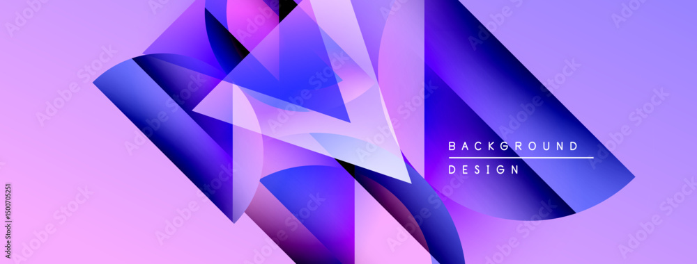 Poster abstract geometric shapes, vibrant purple hues, gradient effect. modern design element for backgroun
