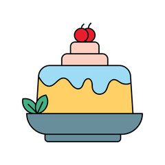 pudding lineal color line icon with white background vector stock illustration