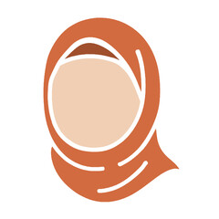 Vector Hijab Woman Profile in Minimalist Flat Style with Blank Face Placeholder