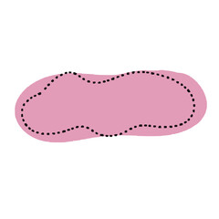 Oval Pink Speech Bubble with Dotted Line Border in Simple Comic Style