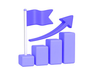 Ascending bar graph with flag, symbolizing growth and achievement