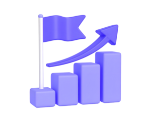 Ascending bar graph with flag, symbolizing growth and achievement