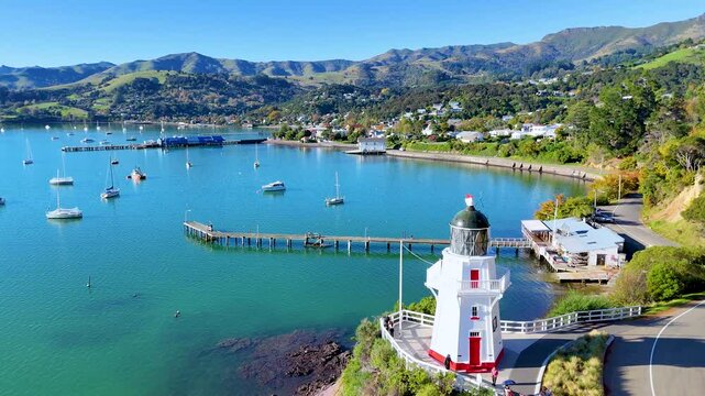 Scenic Lighthouse Overlooking Akaroa Bay