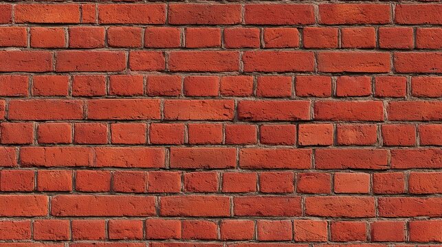 Fototapeta Close-up of vintage red brick wall texture, seamless pattern -- Timeless rustic charm in earthy tones