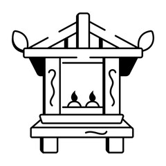 A sketchy style icon of fishing shrine

