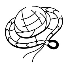 A hand drawn style icon of woven hat



