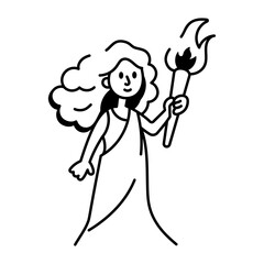 A hand drawn style icon of fire goddess
