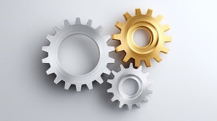 Industrial collaboration concept with interlocking metallic gears