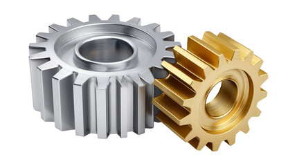 Precision engineered metal gears in contrasting gold and silver