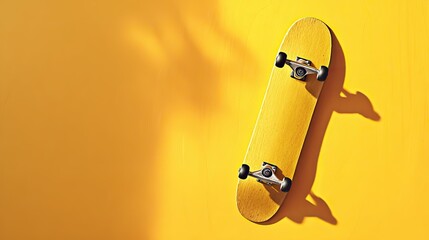 Yellow skateboard on abstract background, symbolizing dynamic urban lifestyle