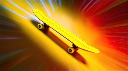 Yellow skateboard on abstract background, symbolizing dynamic urban lifestyle