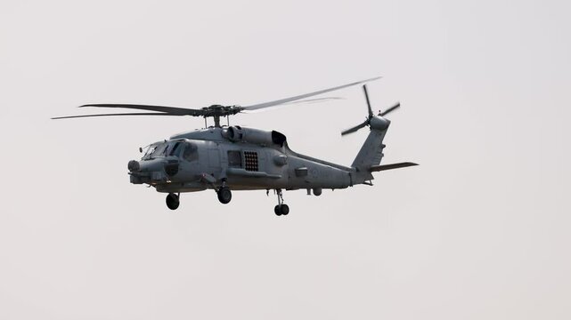 Military Helicopter in Flight at Avalon Airshow