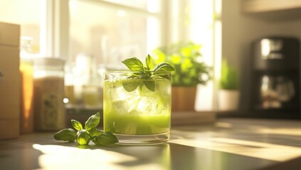 Refreshing Basil Drink in Sunlight Kitchen