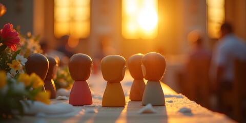 Wonderful Easter sunrise service display showcasing Documentary lifestyle photography technique with Joyful celebratory excitement ambiance and authentic seasonal celebration de...