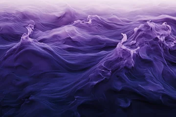Fotobehang Pruimkleur Floating liquid particles scattered like stars over a serene purple landscape viewed from above  © masud
