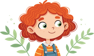Adorable Girl Character Design Playful Colorful Vector Illustration
