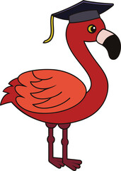 Flamingo wearing a graduation cap  high quality vector illustration, flamingo wearing a graduation cap colorful vector, a beautiful flamingo wearing a graduation cap vector icon design