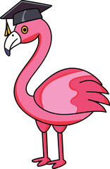 Flamingo wearing a graduation cap  high quality vector illustration, flamingo wearing a graduation cap colorful vector, a beautiful flamingo wearing a graduation cap vector icon design