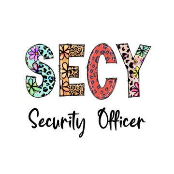 Colorful SECY Security Officer Design for Apparel
