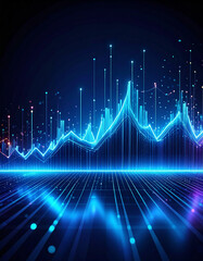 Fototapeta premium Digital Data Symphony: A stunning neon-lit digital data visualization with a vibrant display of dynamic charts and graphs.