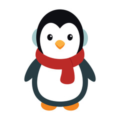 penguin in winter clothes