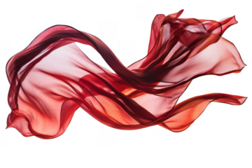 Abstract red silk fabric swirling in motion