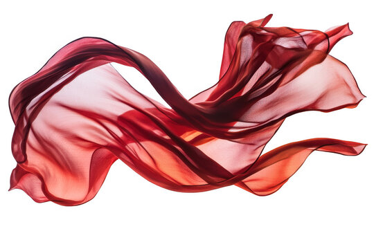 Abstract red silk fabric swirling in motion
