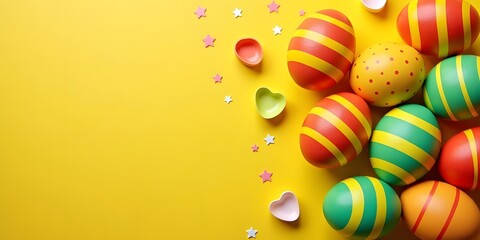 Magnificent Vibrant Easter celebration with bold color palette setup showcasing Bold contemporary styling with high contrast color approach photography with Energetic vibrant ce...