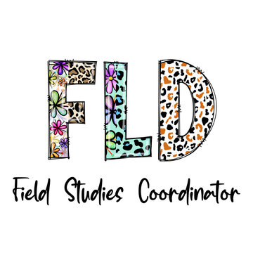 FLD Field Studies Coordinator Design with Flowers and Leopard Print