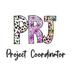 PRJ Project Coordinator Design with Leopard Print and Flowers