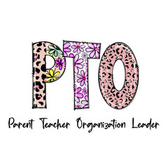 PTO Parent Teacher Organization Leader Design with Flowers and Leopard Print
