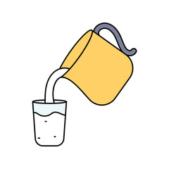 milk jar lineal color line icon with white background vector stock illustration