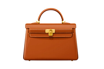 The Exquisite Herm&egrave;s Kelly Bag: A Timeless Classic in Saddle Brown isolated on transparent background , cutout	