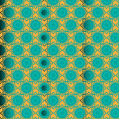 Seamless Islamic Geometric Pattern with Teal and Orange Stars