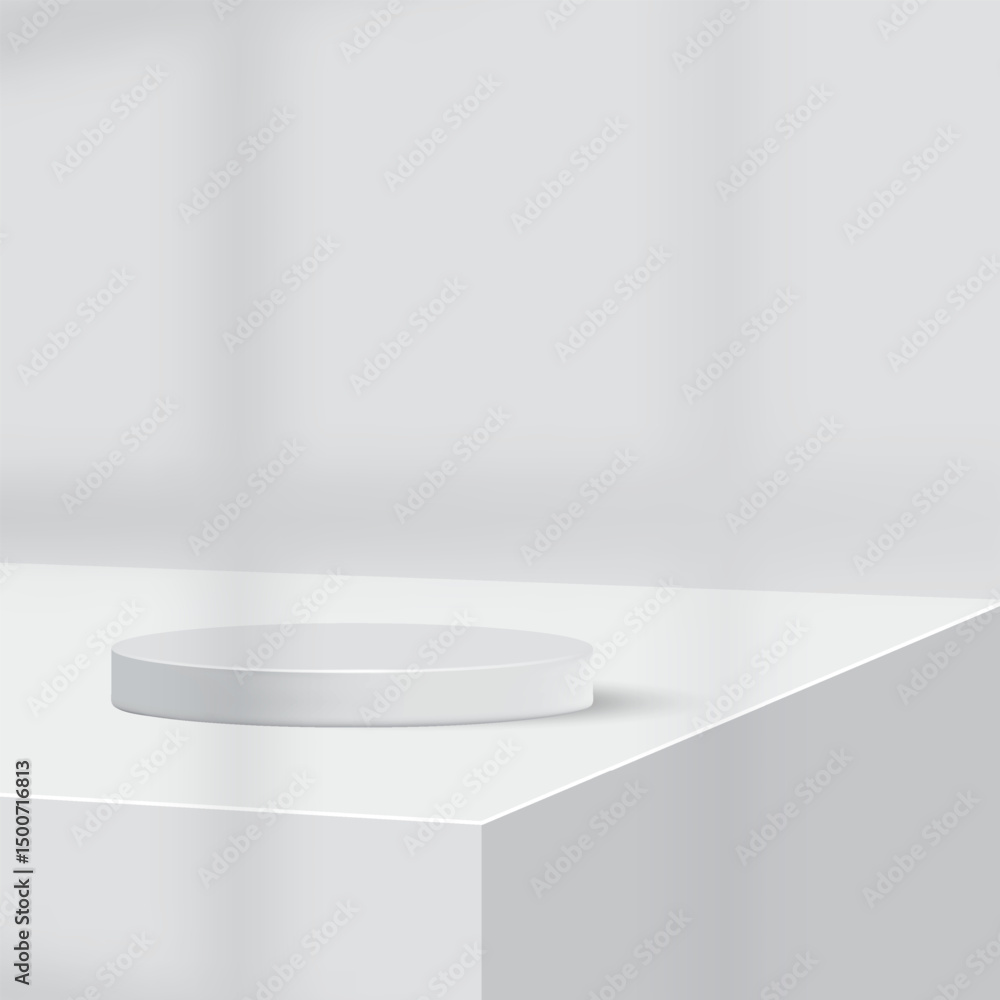 Aufkleber white color abstract minimal 3d rendered product sale podium background design with shadow overlay a