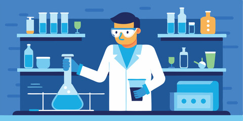 scientist in laboratory with test tubes