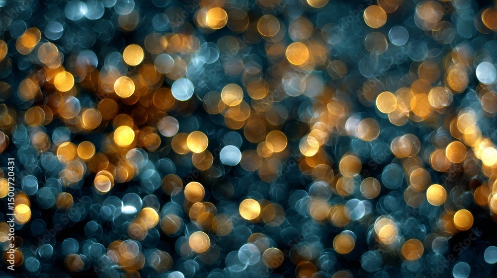 Poster abstract bokeh background with warm golden and cool blue tones creating a dreamy, ethereal atmospher