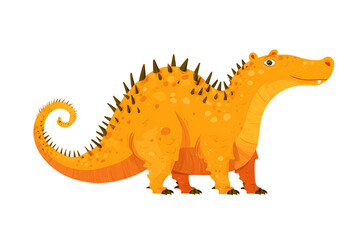 Naklejka premium A Delightful Illustration of a Cartoon Spiked Dinosaur