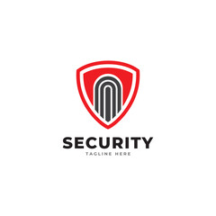Vector illustration of a shield with the words Security System. Suitable for insurance companies, Security Services and safety anti-virus products. Security logo template.