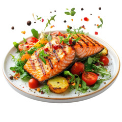 salmon salad isolated on transparent background