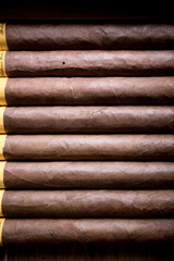 Cuban cigars close up and cigarette with smoke and concept of cigarettes 