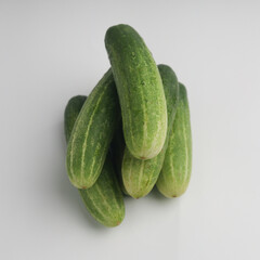 Cucumbers on white background