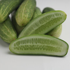 Cucumbers on white background
