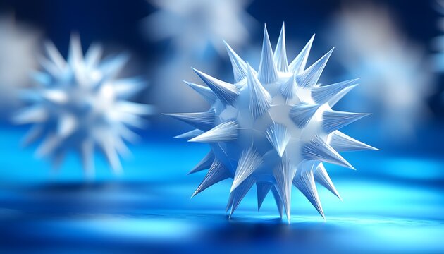 3d model of a virus particle with spikes.