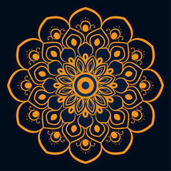 flower mandala in vector. Round line pattern. Vintage monochrome element for coloring pages and design.	