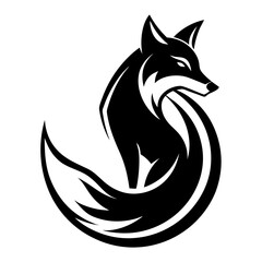 Minimal Orange Fox Silhouette Design vector illustration