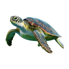 Realistic Sea Turtle Isolated on White Background