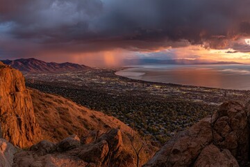 Beautiful Atmospheric Vista Over Vast Wilderness Landscape