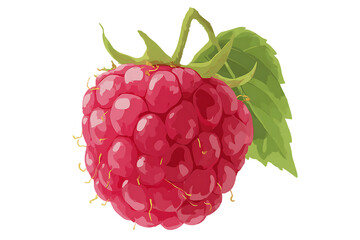 A Vibrant and Detailed Illustration of a Single Raspberry