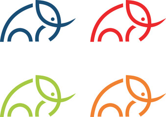 elephant vector logo line art illustration